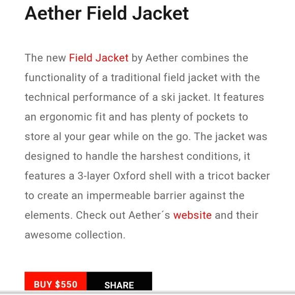 Aether Field Jacket - Picture 1 of 3
